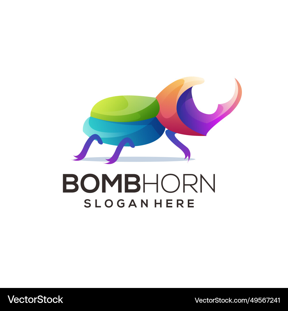 Horn beetle logo colorful abstract gradient Horn beetle logo colorful abstract gradient vector image