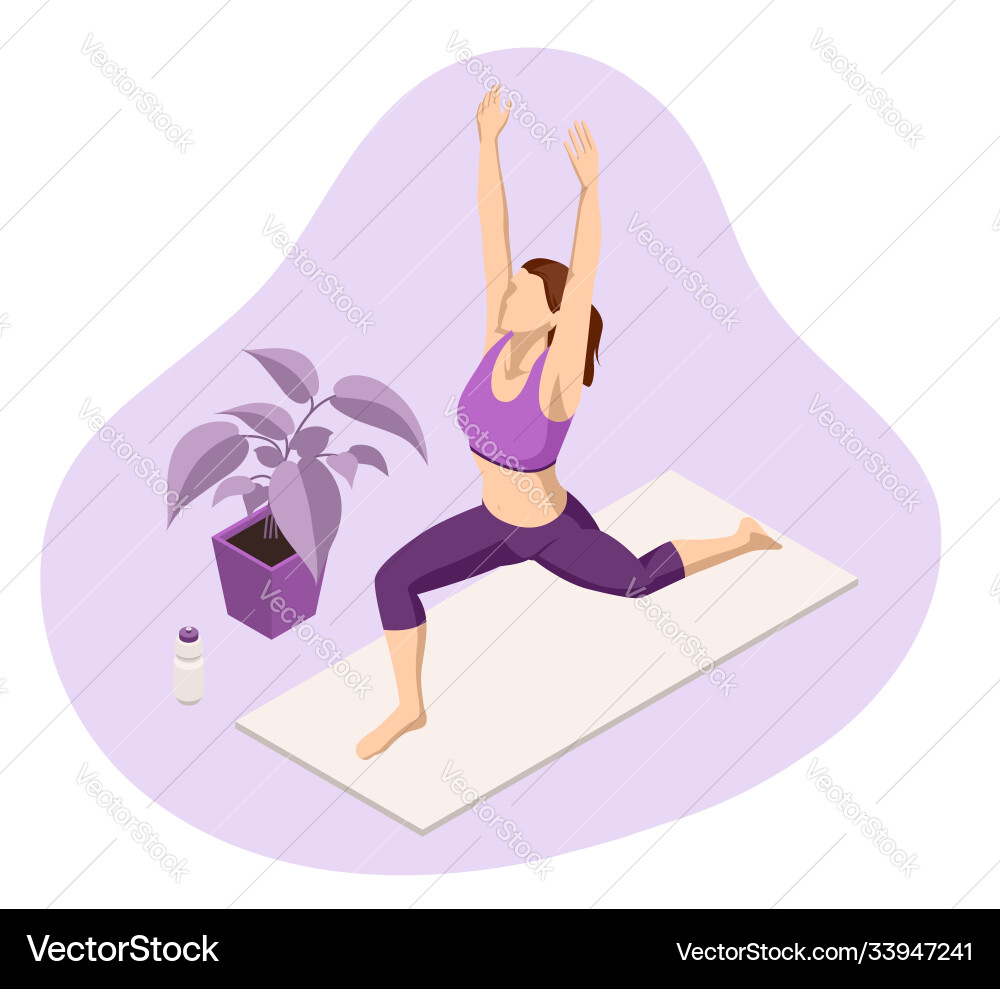 Isometrische sportliche junge Frau Yoga Praxis Isometrische sportliche junge Frau Yoga Praxis vektorbild