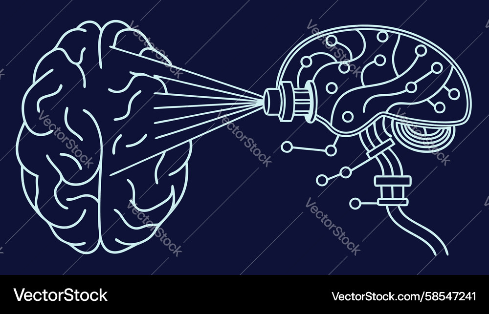 Neural Interface Brain Tech Vector Image