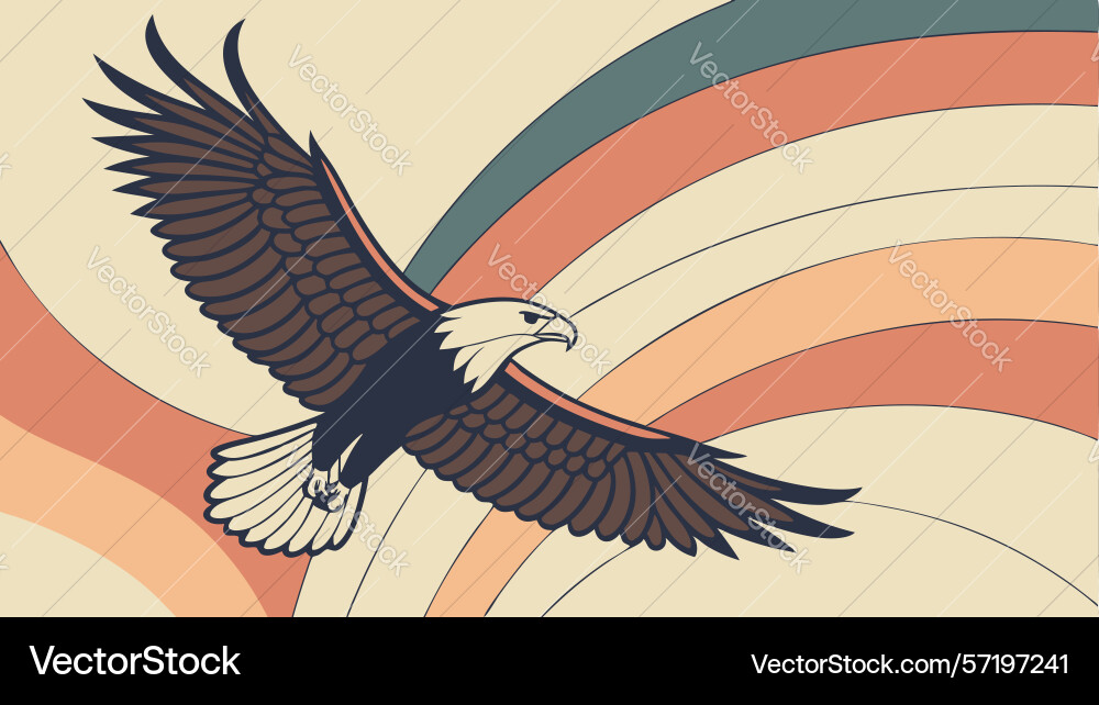 Soaring eagle with wavy abstract flight path vector image