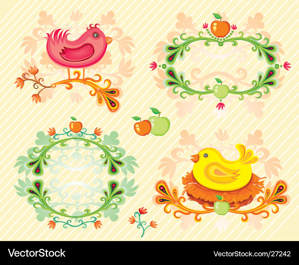 Charming Bird Frames Set Vector Image