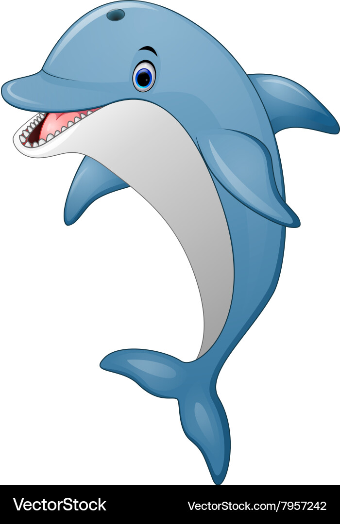 Cute Cartoon Dolphin Vector Image