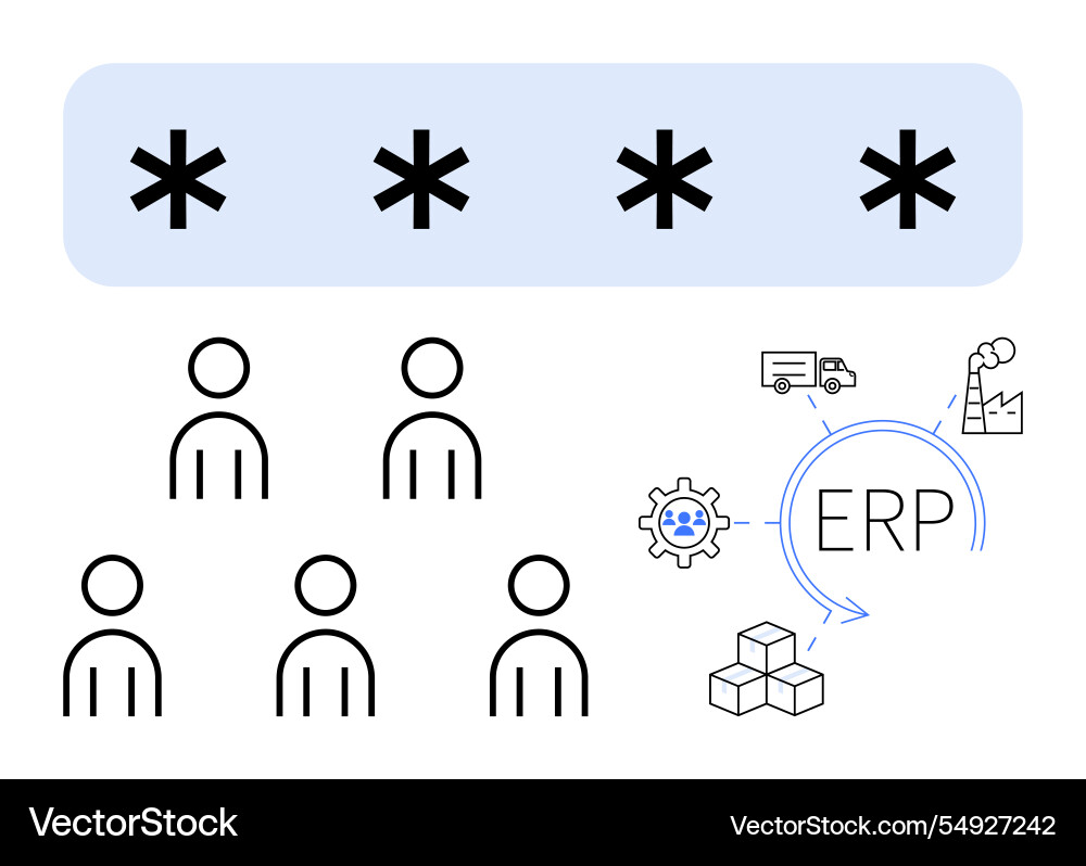 Enterprise resource planning network with user Enterprise resource planning network with user vector image
