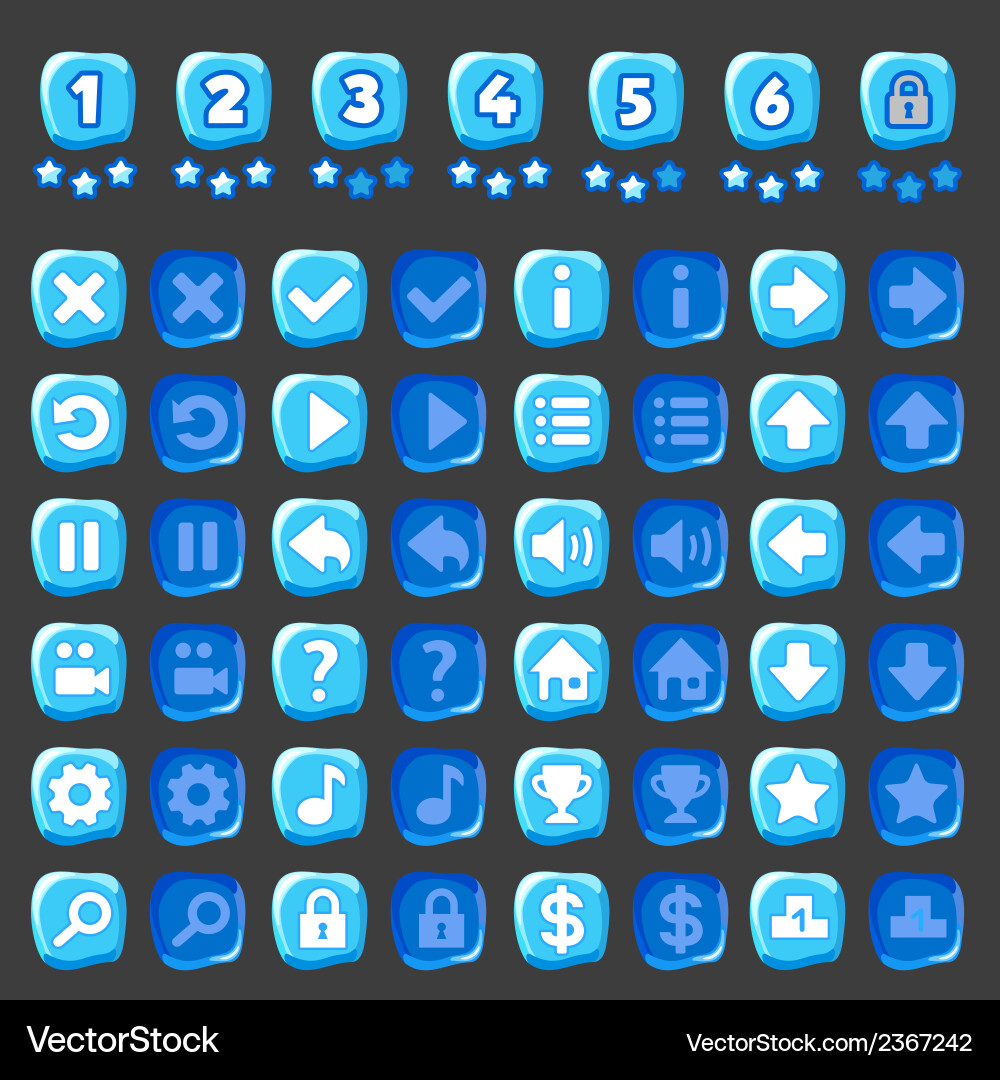 Ice game and levels buttons Vector Image