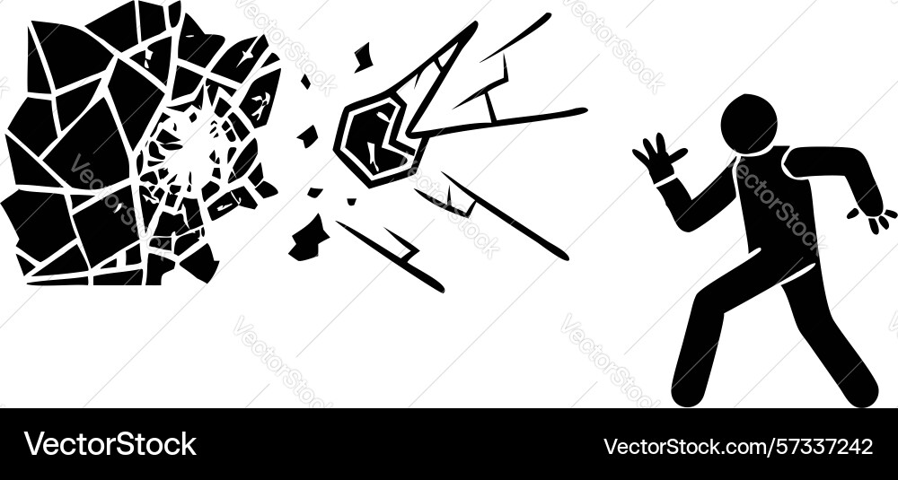 Man running from abstract explosion or debris Vector Image