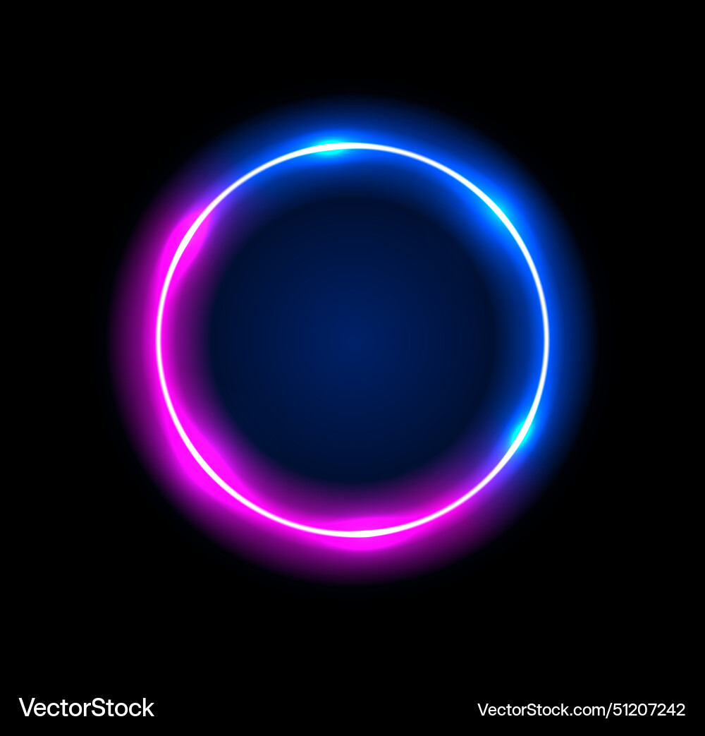 Neon light frame box line circle background led vector image