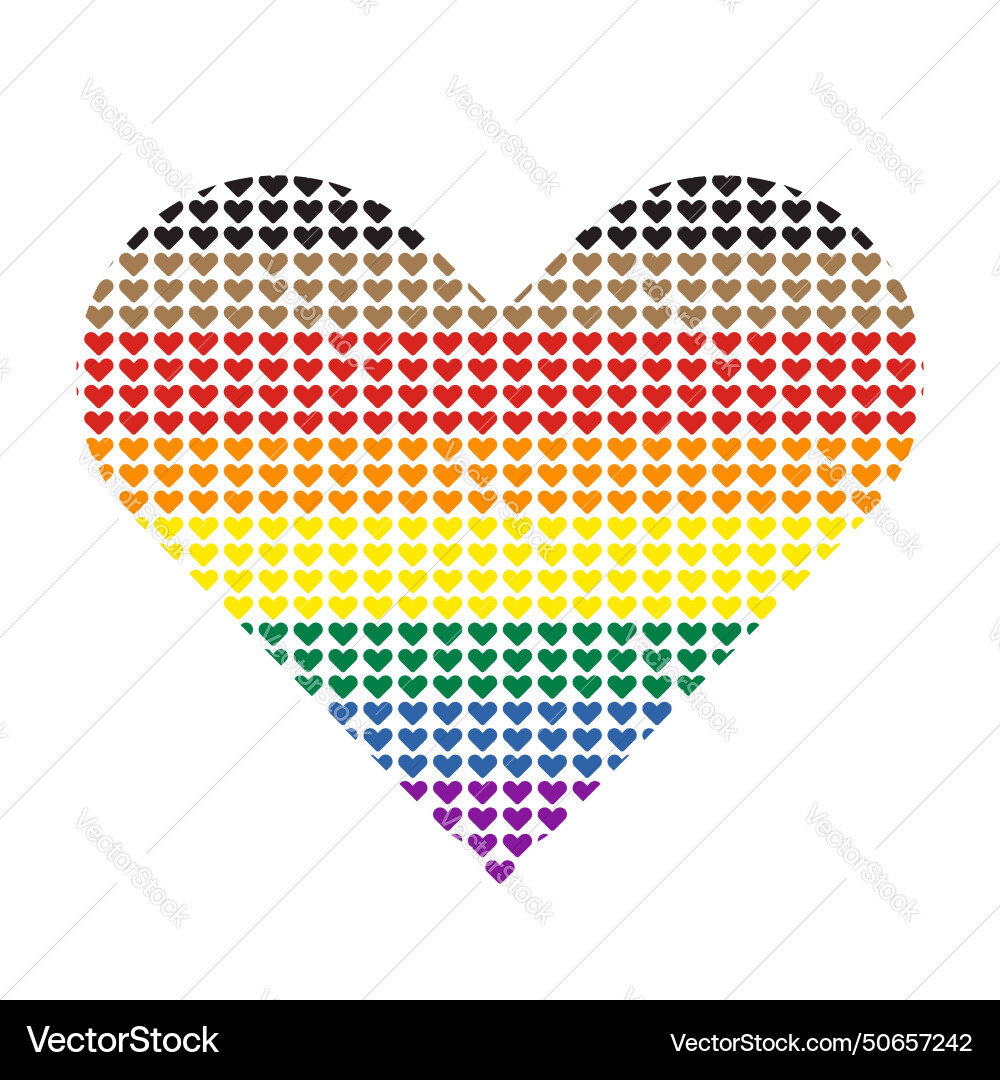Pride flag heart shape icon with pattern vector image