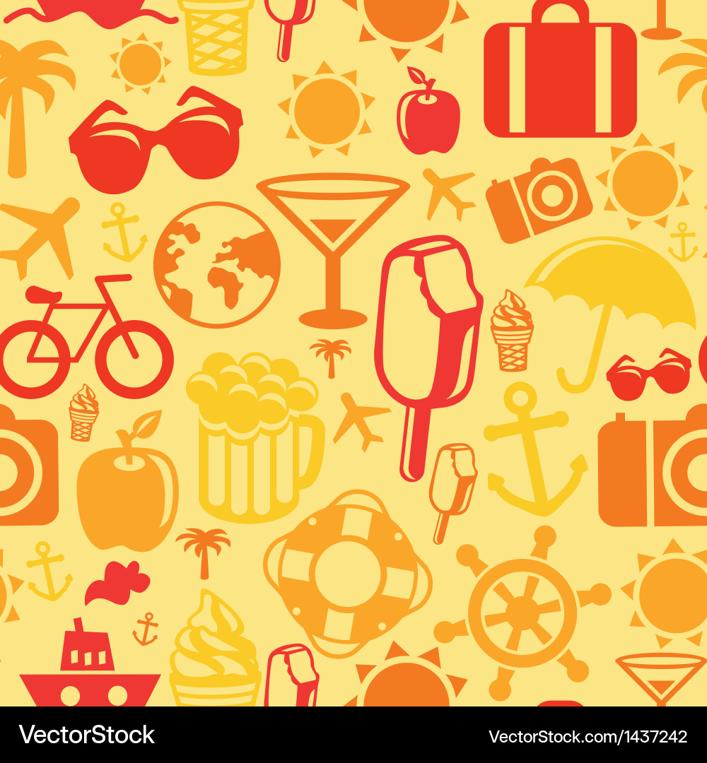 Seamless pattern with summer icons vector image