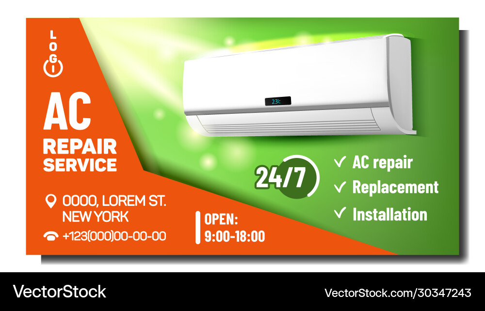 Air conditioner repair service promo poster Air conditioner repair service promo poster vector image