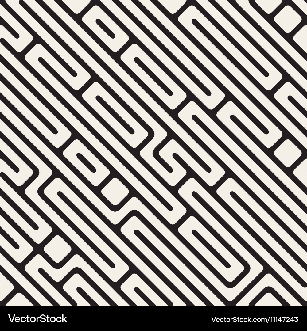 Black and White Diagonal Maze Pattern Vector Image