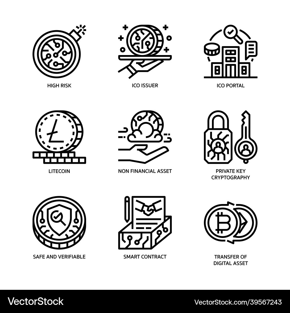 Digital asset icons set vector image