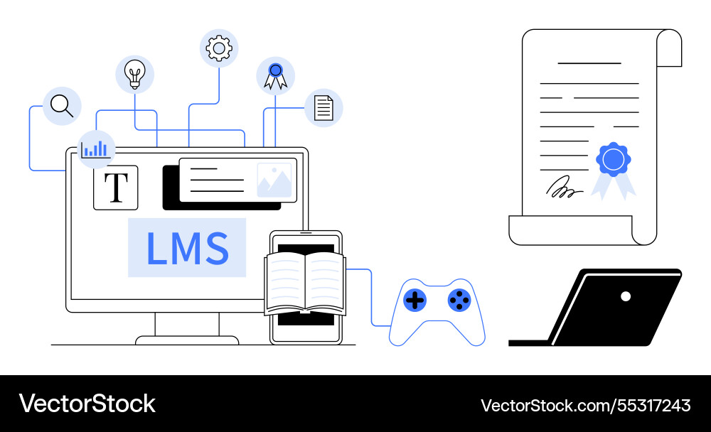 Digital learning management system Digital learning management system vector image