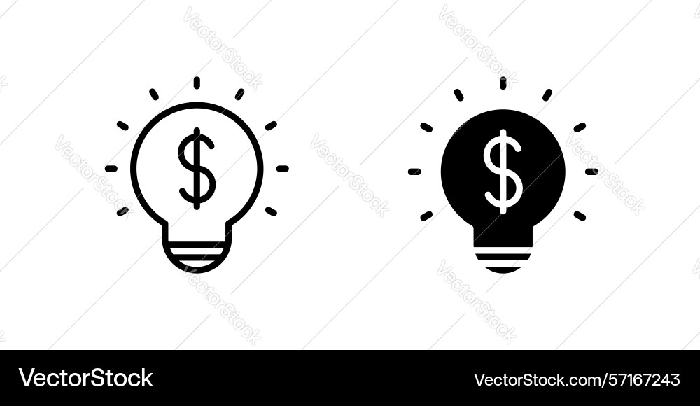 Idea icon set combining lightbulb and dollar Vector Image