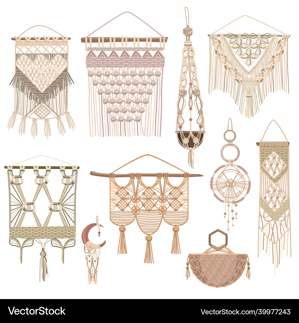 Macrame Wall Hangings & Plant Hangers vector image