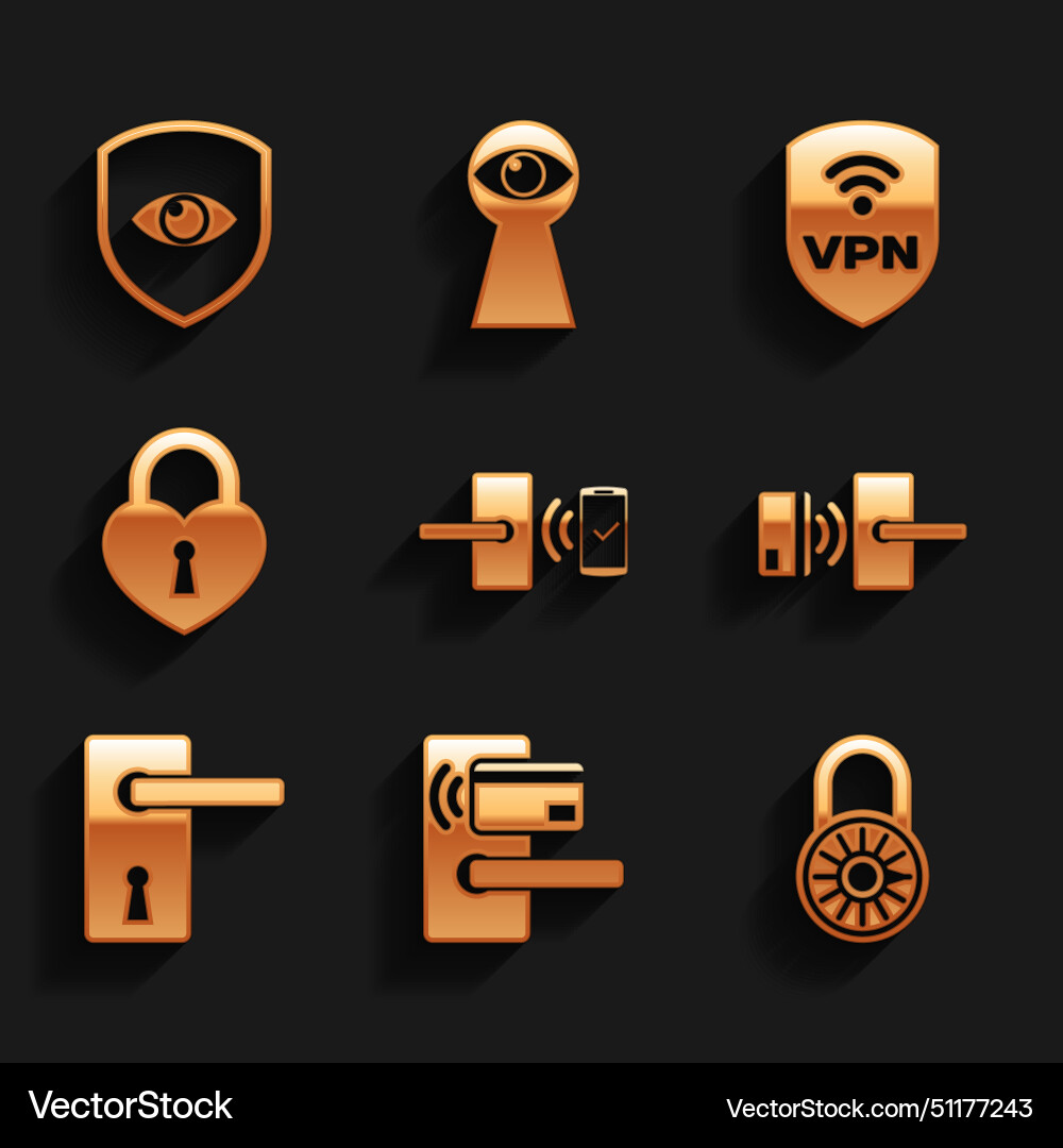 Set digital door lock with wireless safe Vector Image