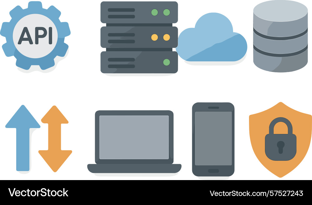 Software integration and data security concepts vector image