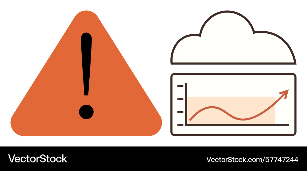 Alert symbol with cloud analytics displaying Alert symbol with cloud analytics displaying vector image