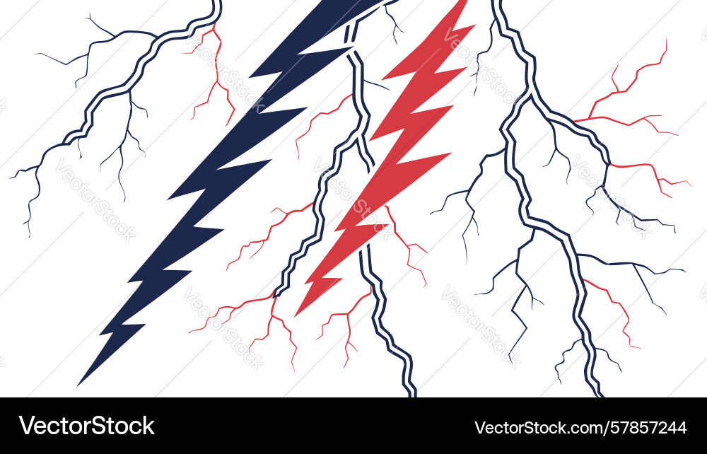 Bold lightning bolts with dynamic color split Vector Image