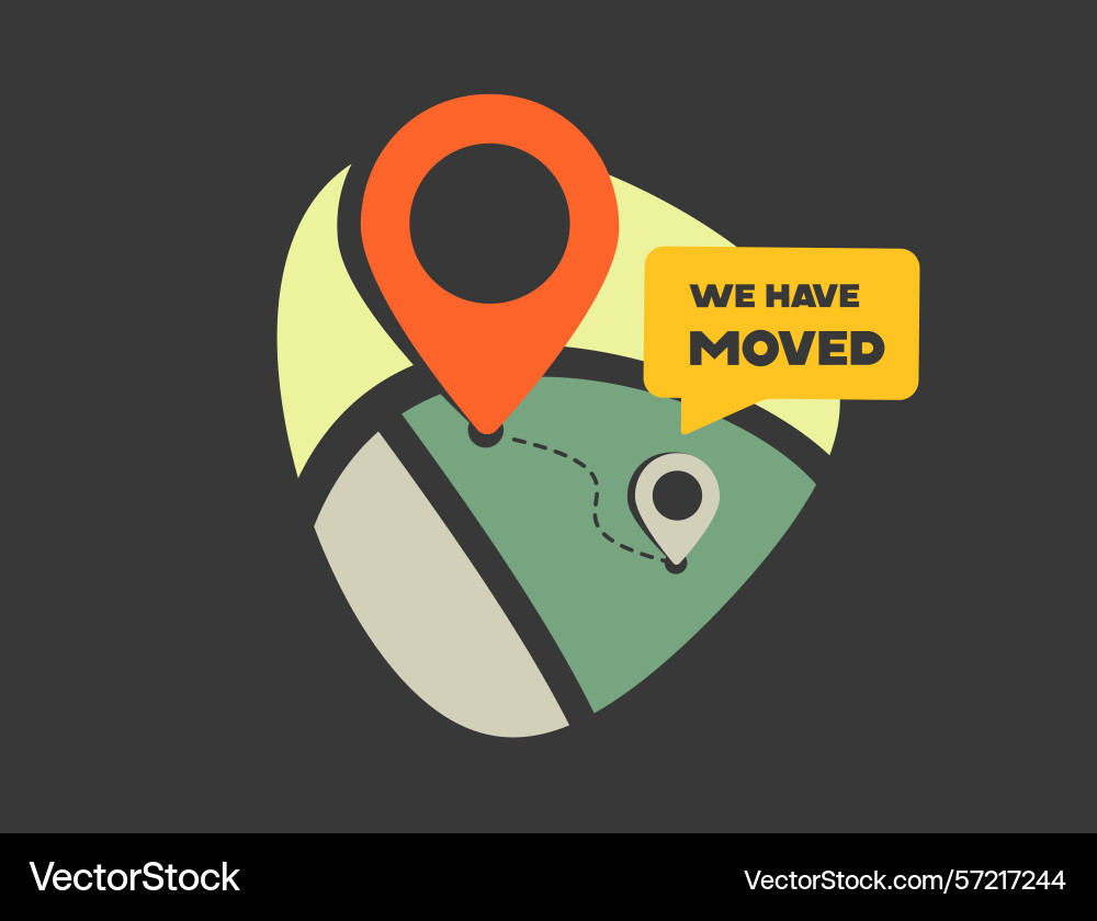 Change of address notification with map pins Change of address notification with map pins vector image