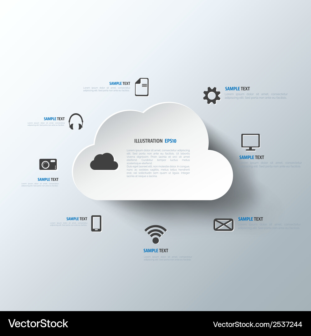 Cloud computing background with web icons social vector image