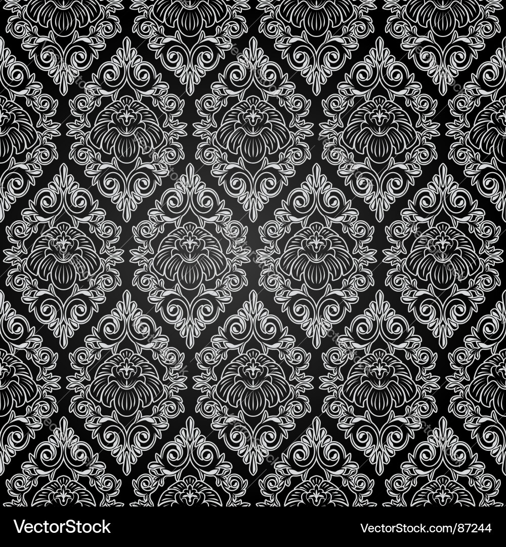 Elegant Black Damask Wallpaper vector image