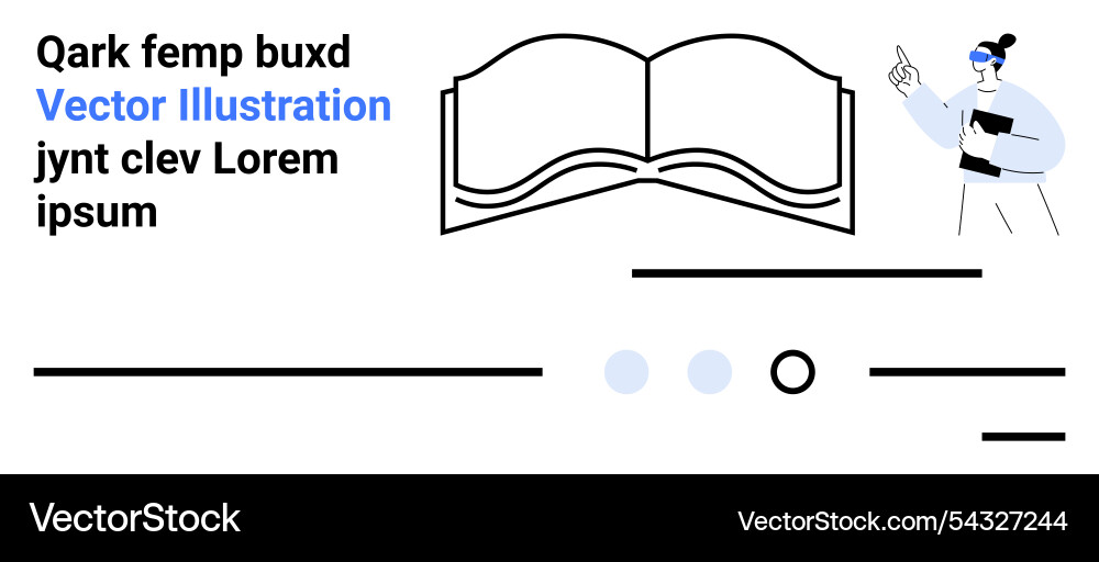 Minimalistic design of an open book with person Minimalistic design of an open book with person Vector Image