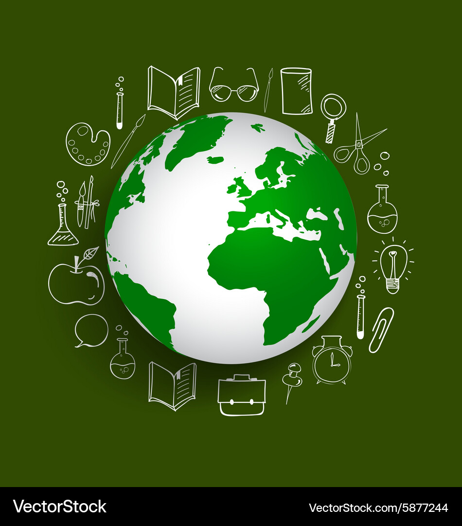 Modern globe with application icon template Vector Image