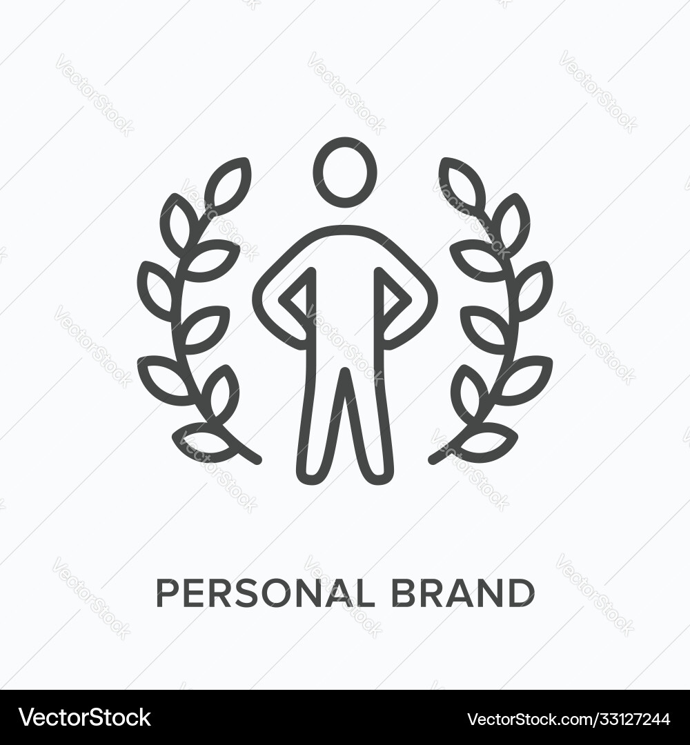 Personal brand flat line icon outline vector image