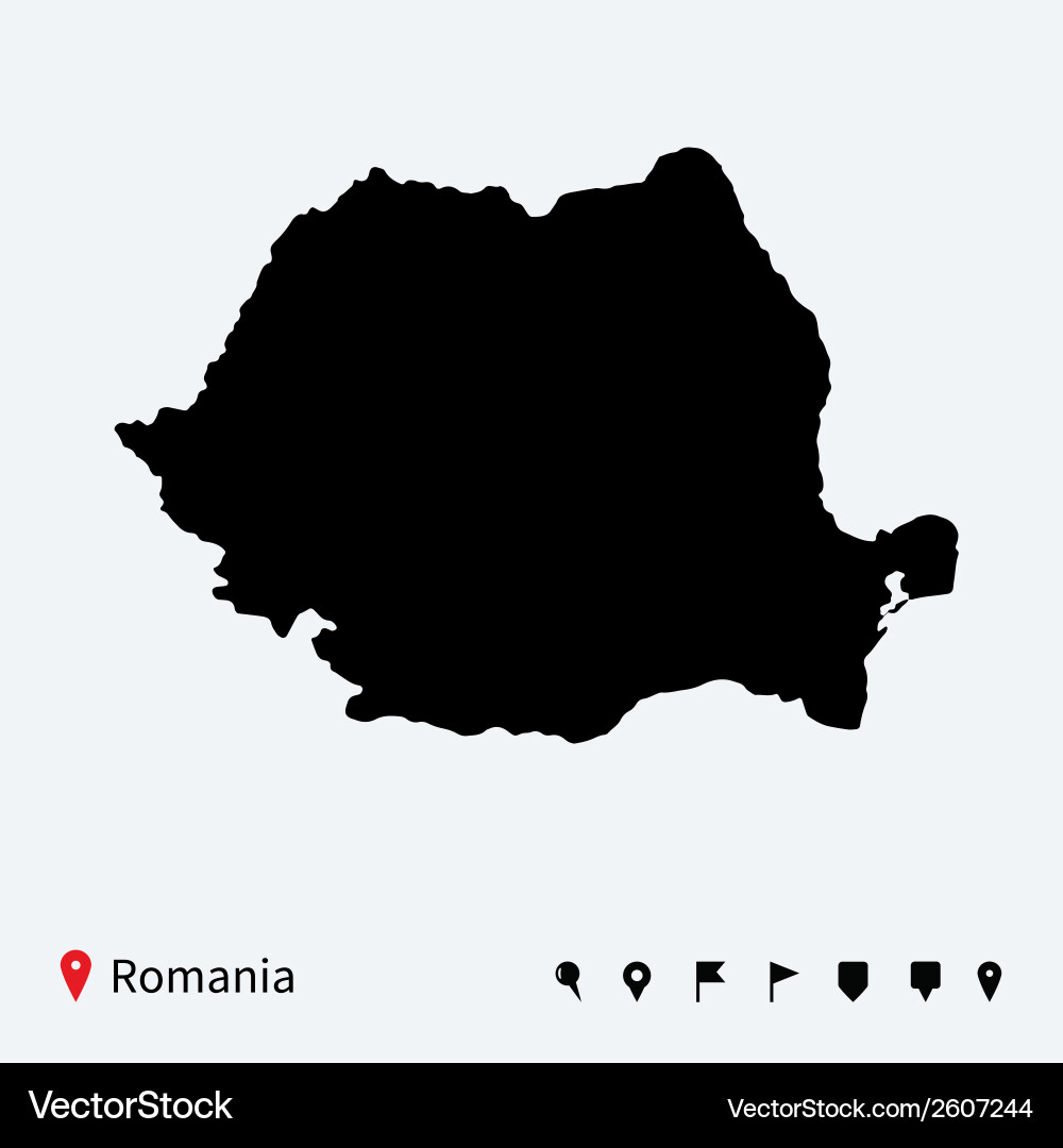 Romania Map with Navigation Pins vector image