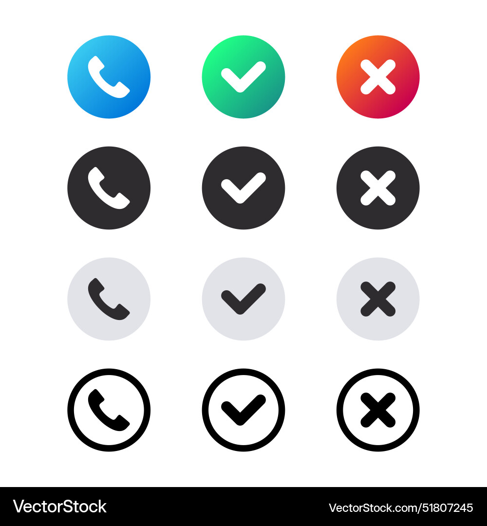 Call icon phone icons accept and decline Call icon phone icons accept and decline vector image