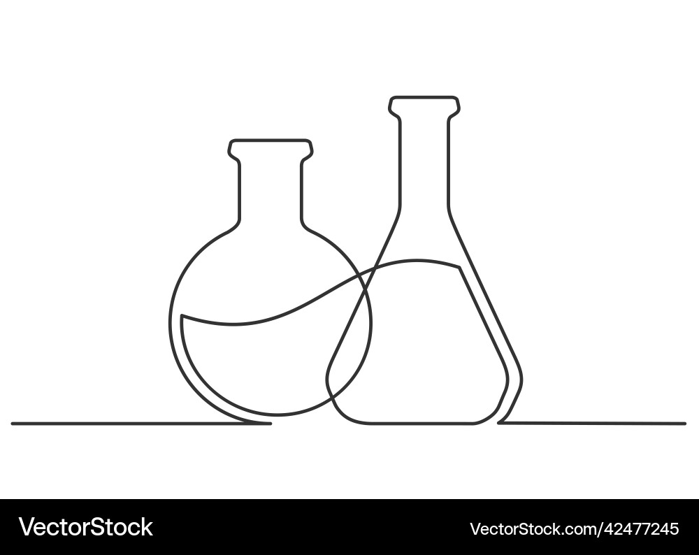 Chemical Retorts - Continuous Line Vector Image