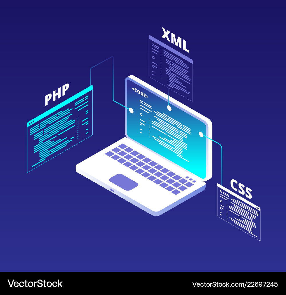 Coding concept website development and app Coding concept website development and app vector image