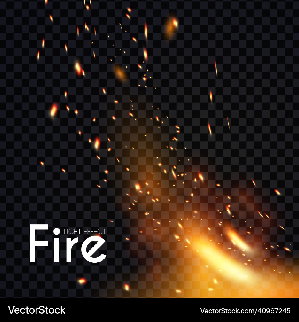 Fire transparent light effect with flying sparkls Fire transparent light effect with flying sparkls vector image
