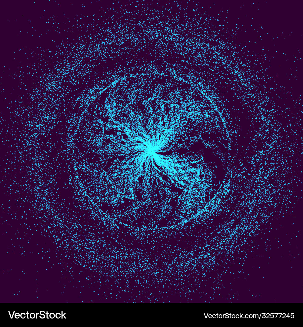 Glowing particles in out center dynamic flow vector image