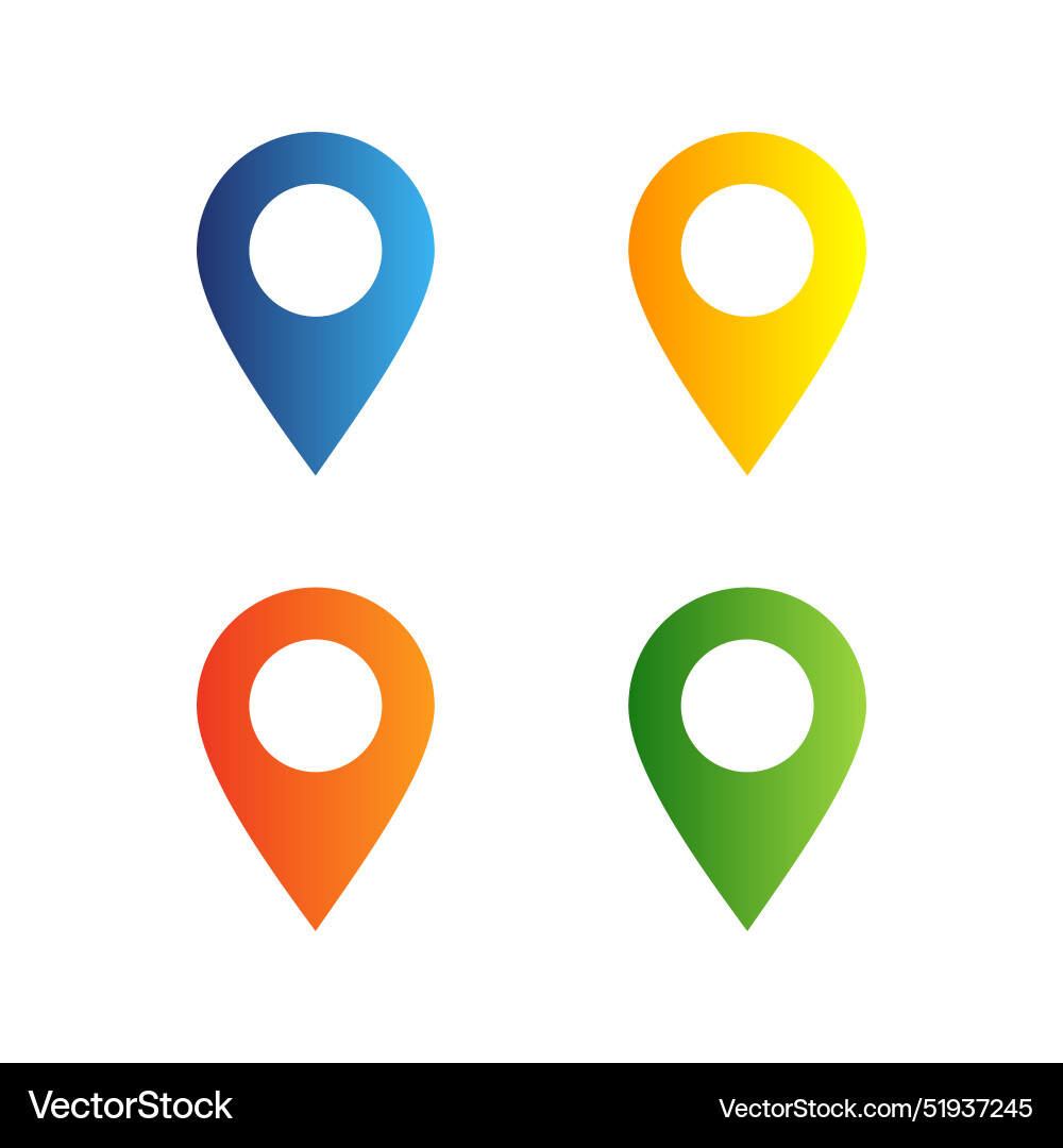 Location icon set and pointer symbol Location icon set and pointer symbol vector image