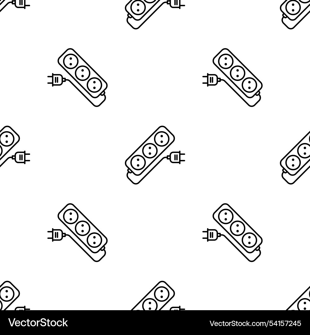 Seamless pattern with extension cord multi-socket Seamless pattern with extension cord multi-socket Vector Image