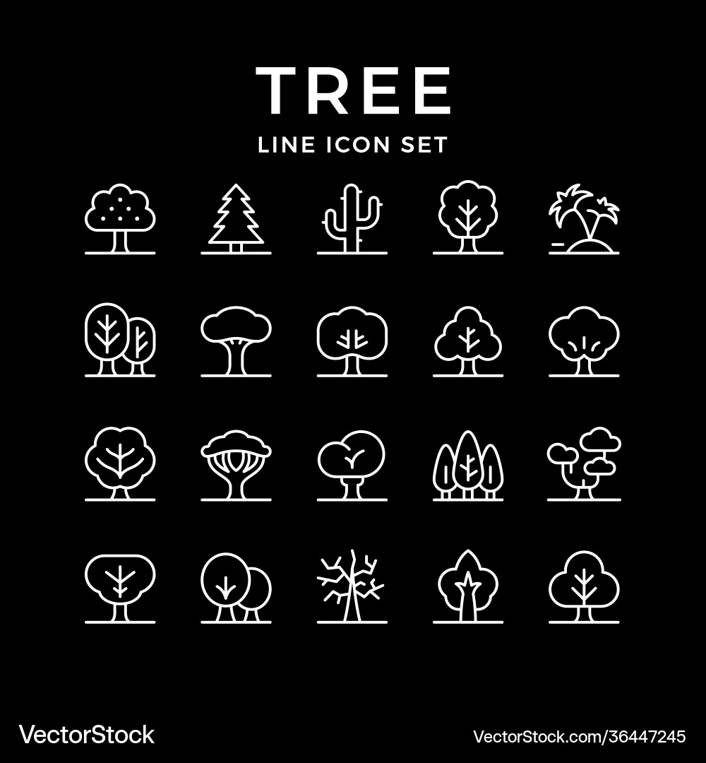Set line icons tree Set line icons tree vector image