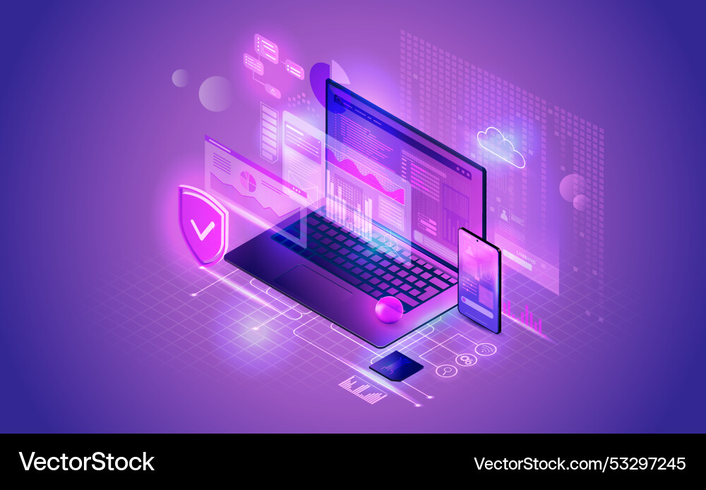 Software development banner with user interface Software development banner with user interface vector image