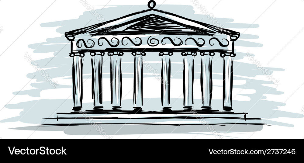 Classical Building Sketch - Columns Vector Image