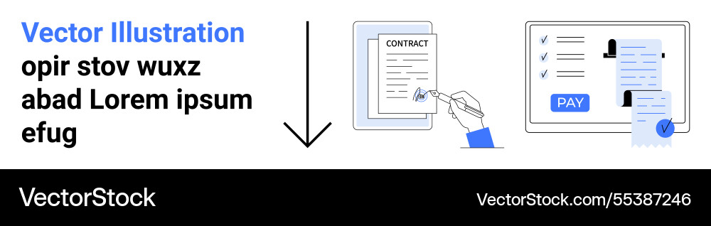 Digital contract signing and payment process Digital contract signing and payment process Vector Image