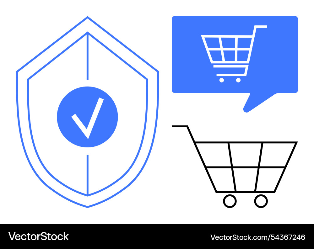 E-commerce security visualized with shield check Vector Image