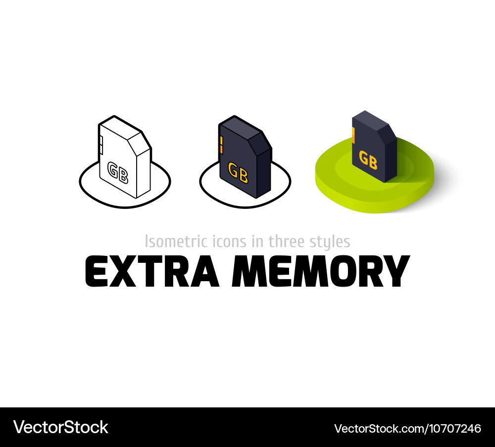 Extra memory icon in different style vector image