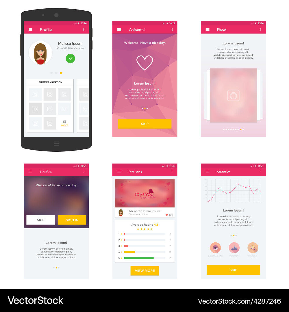 Flat mobile web ui concept vector image