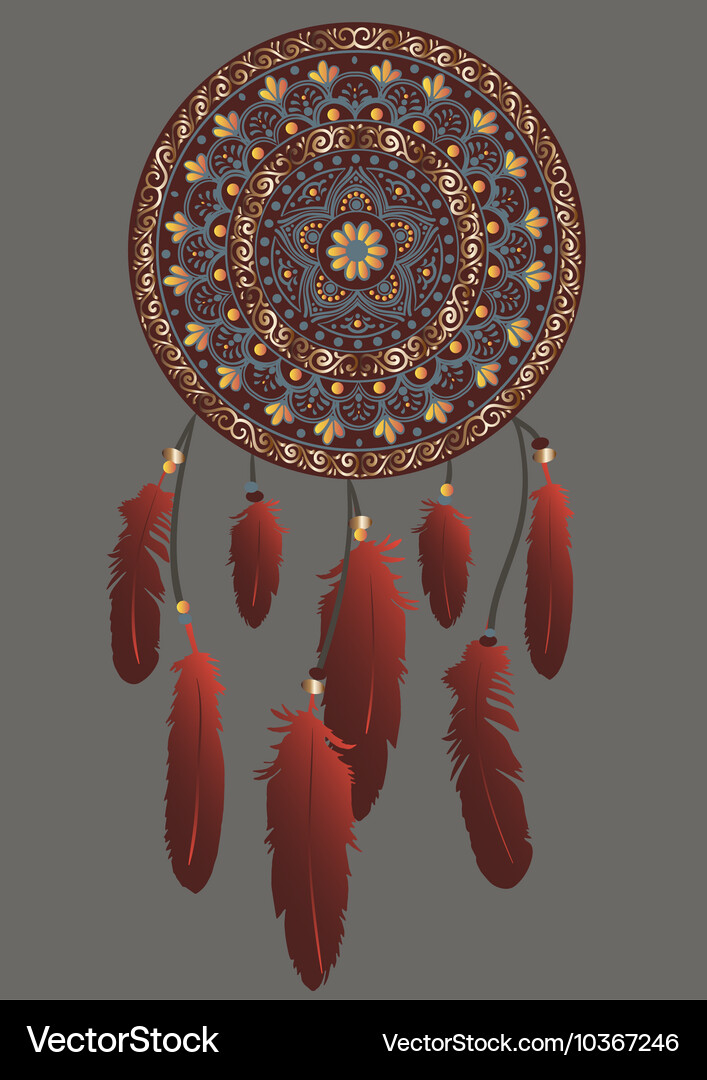 Mandala with dreamcatcher Vector Image