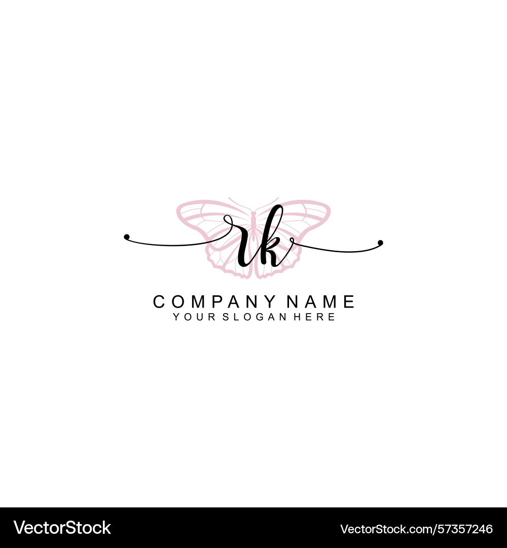 Minimalist handwritten rk initial logos with soft Vector Image