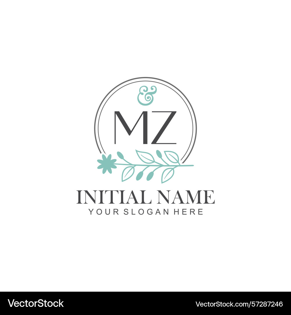 Mz initial logo templates with botanical elements Mz initial logo templates with botanical elements Vector Image
