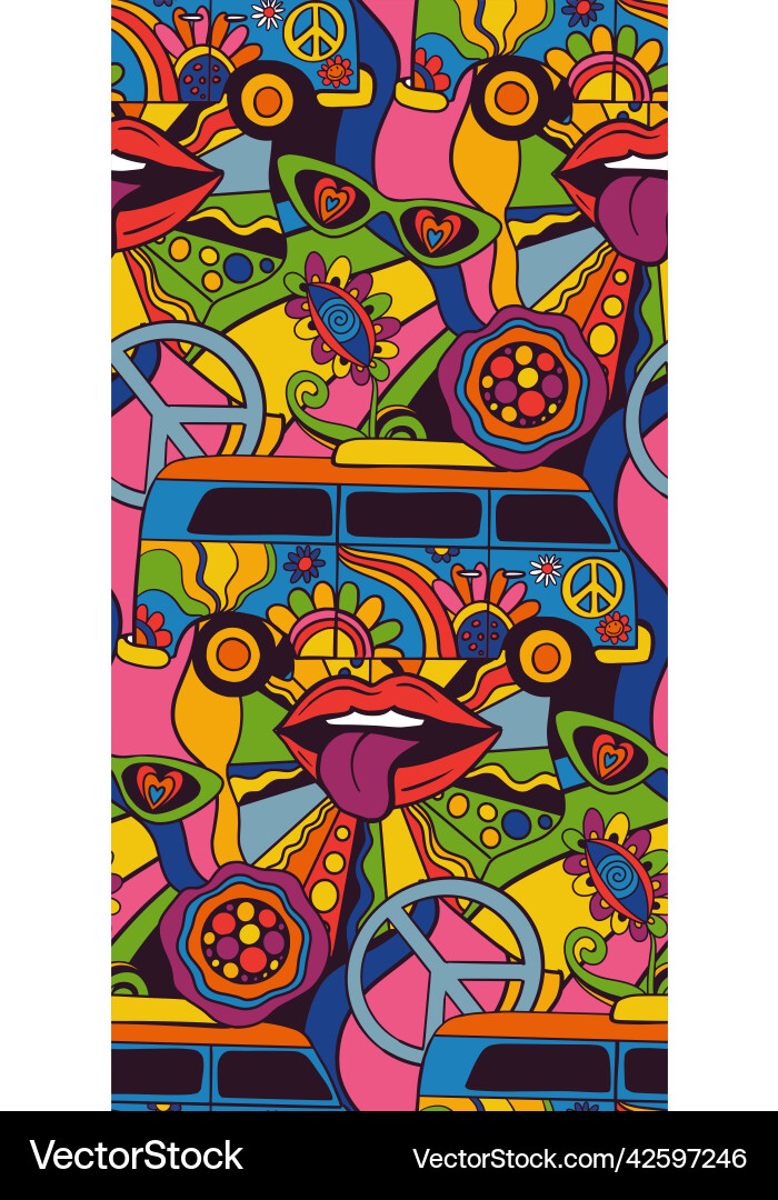Retro colorful psychedelic seamless pattern Vector Image