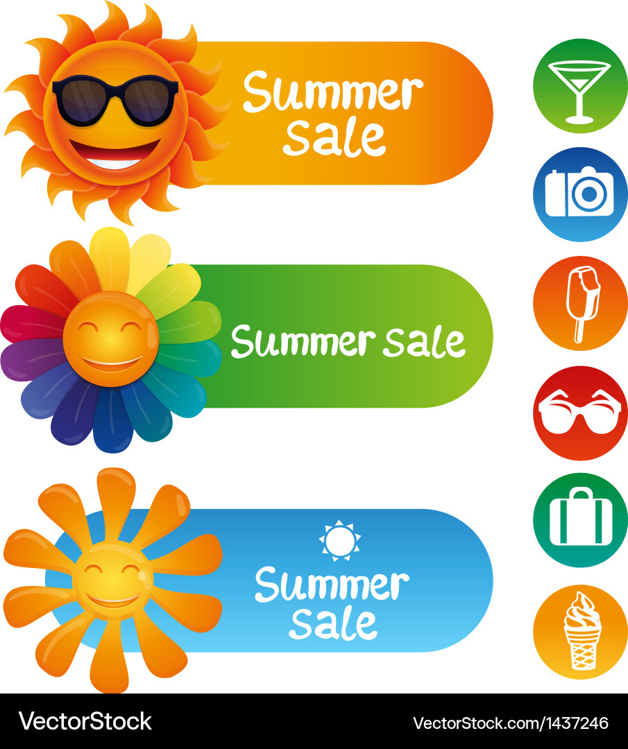 Set with summer design elements vector image