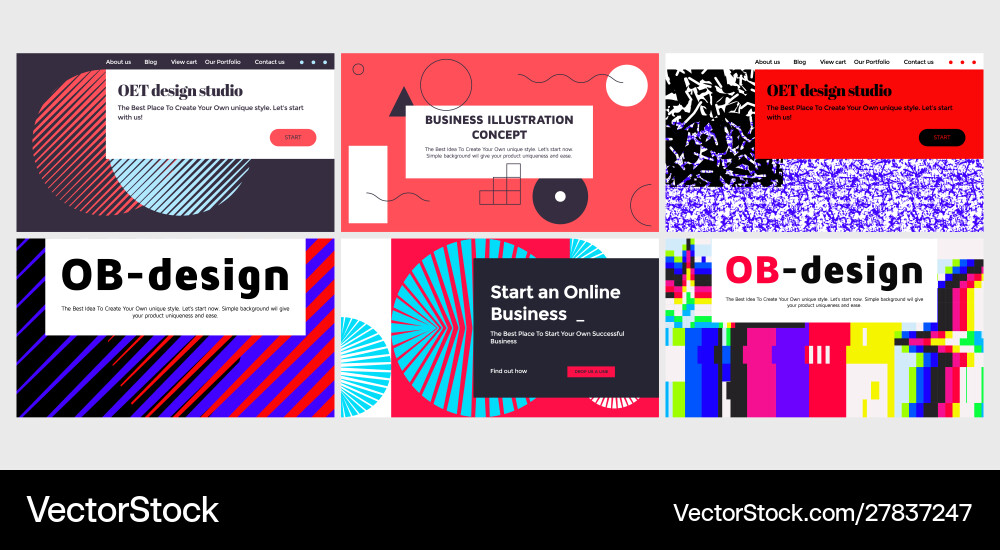 Abstract colorful landing page template set Abstract colorful landing page template set vector image