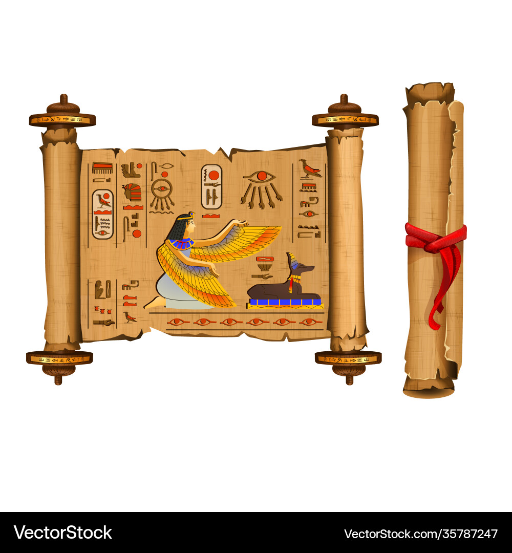 Ancient egypt papyrus scroll cartoon Royalty Free Vector